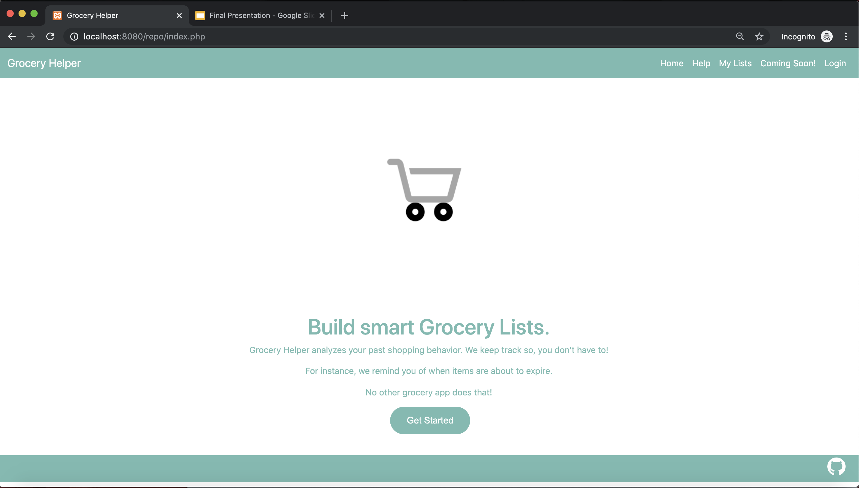 Grocery Helper landing page